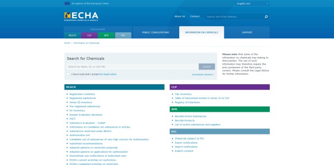 ECHA screenshot
